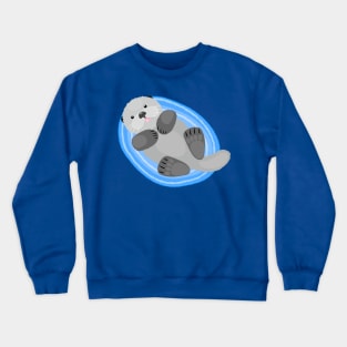 Cute sea otter cartoon illustration Crewneck Sweatshirt